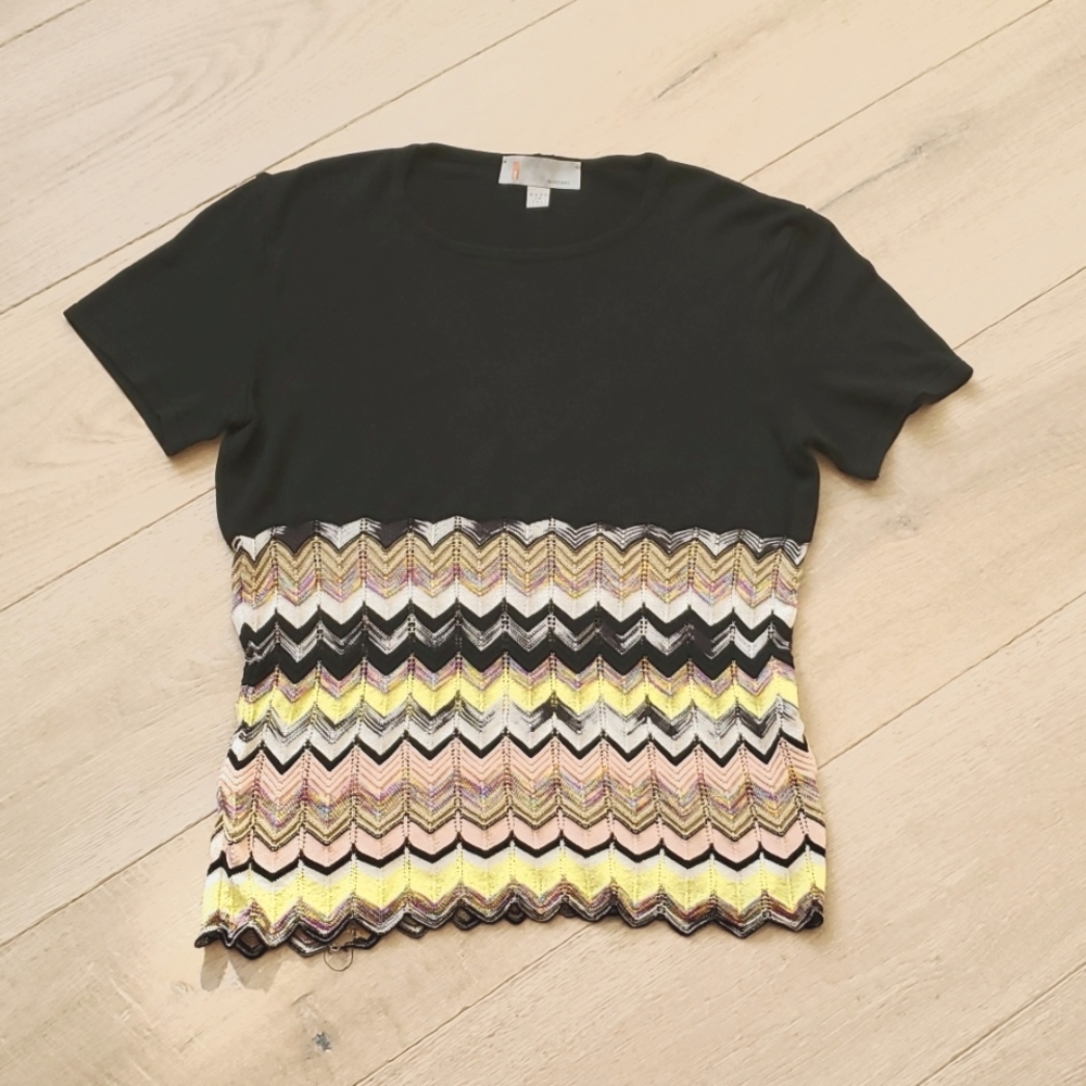 Missoni Black and Multicolor Chevron Top